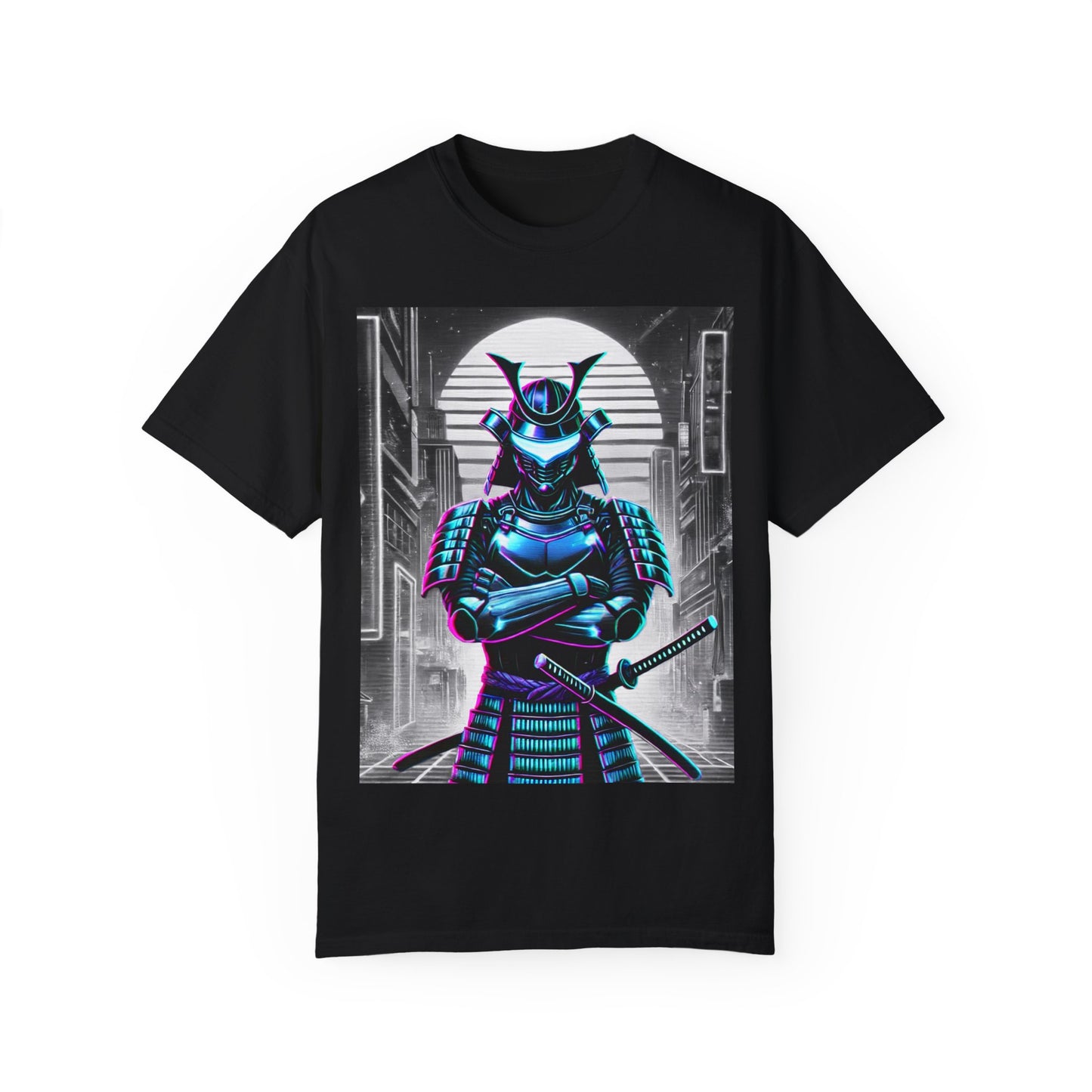 Retro Vaporwave Samurai Cyberpunk T-Shirt - Neon Aesthetic Streetwear
