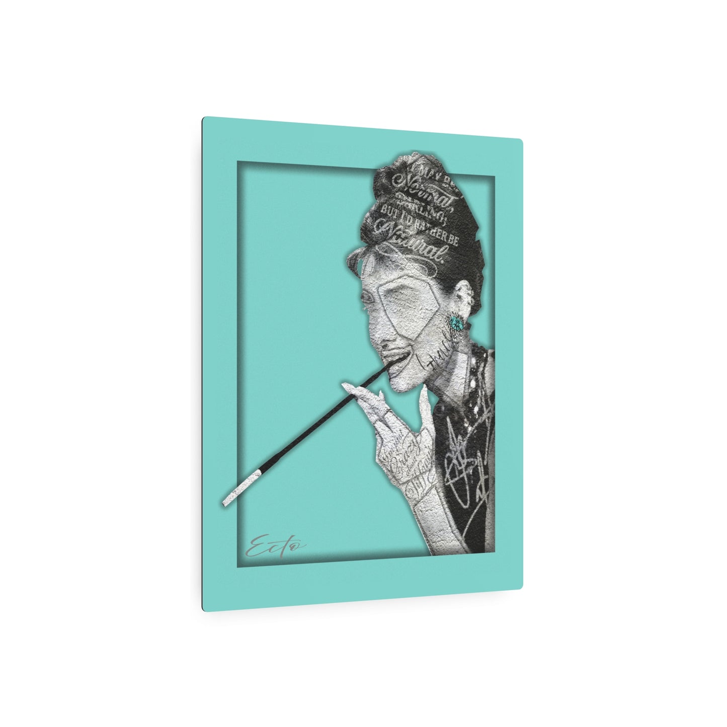 Audrey Hepburn – "I'd Rather Be Natural" – (Stonecut Icon) (Metal Sign)