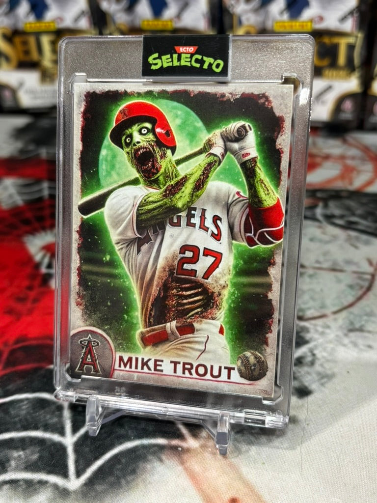 Custom Horror-Themed Mike Trout Card – Ecto Selecto Edition – Zombie Baseball Superstar!