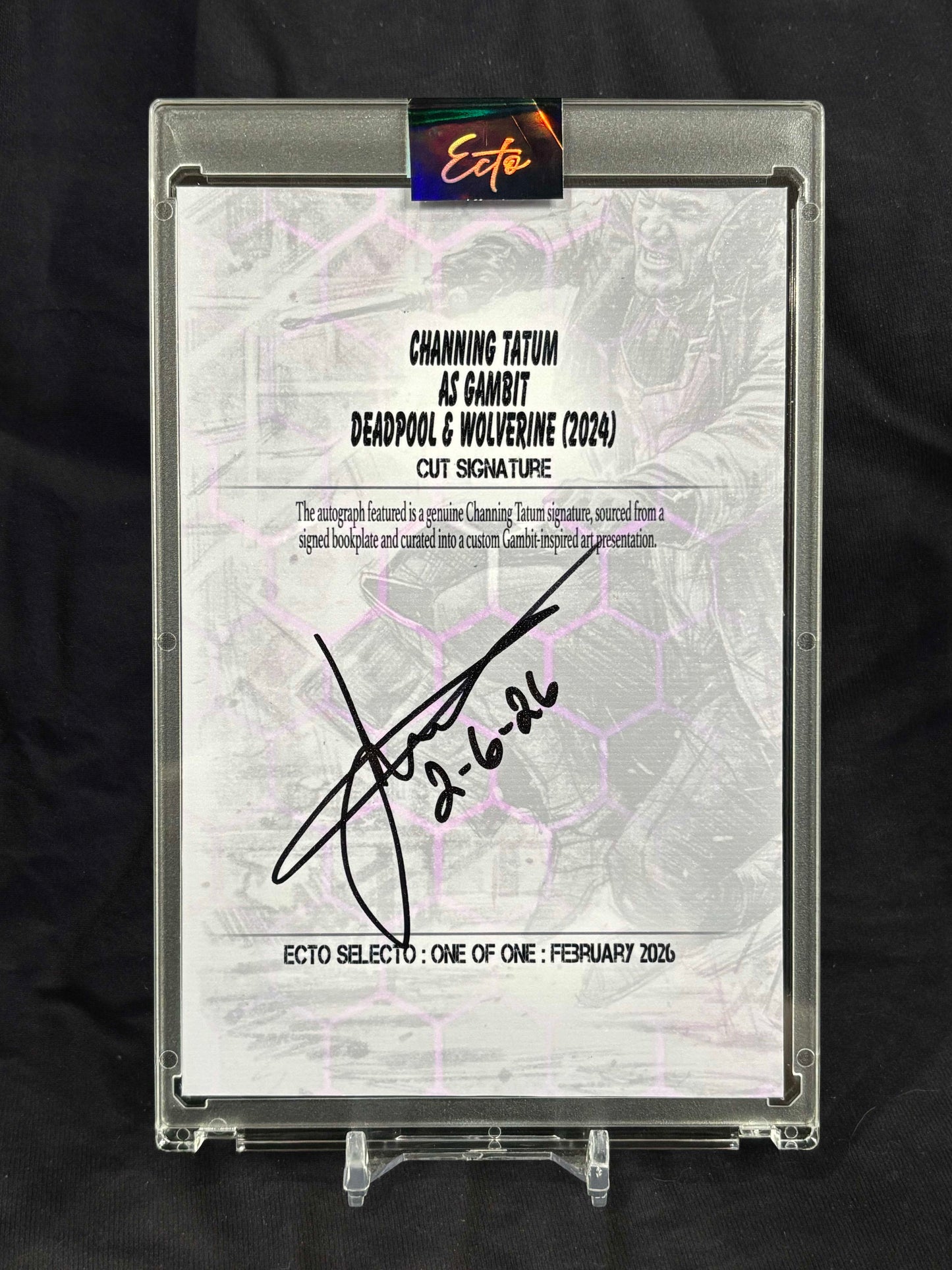Channing Tatum – Gambit Cut Signature 1/1 – Deadpool & Wolverine (4x6 Ecto Selecto Art Card)