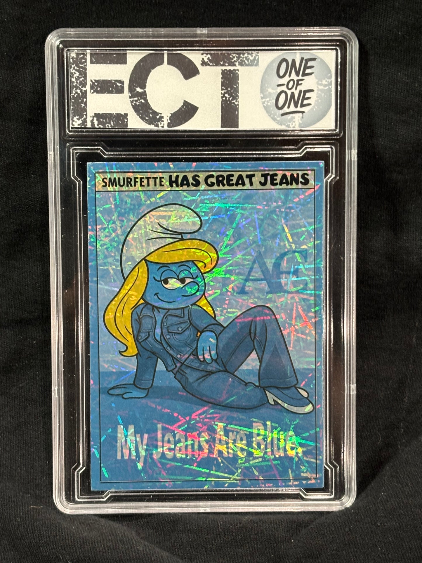Smurfette – “My Jeans Are Blue” (Lounge Pose) – (Ecto 1/1 Holo Art Card)