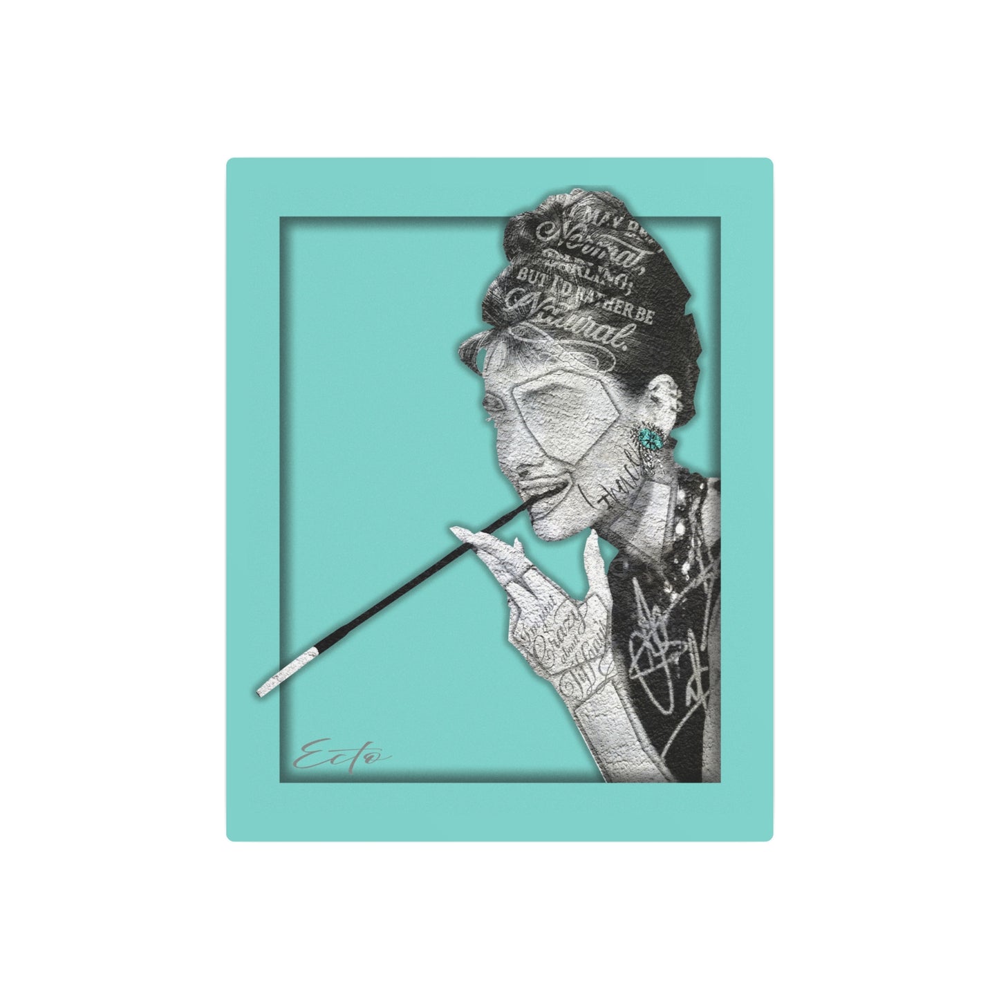 Audrey Hepburn – "I'd Rather Be Natural" – (Stonecut Icon) (Metal Sign)