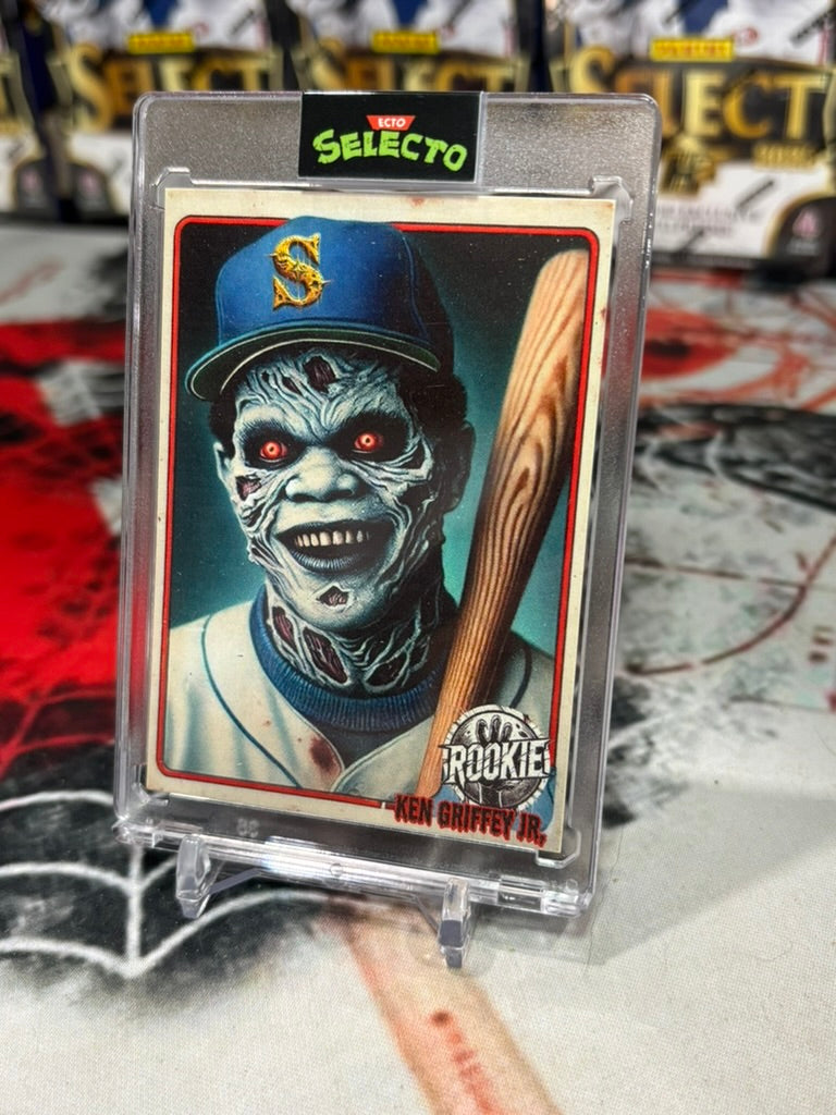Custom Horror-Themed Ken Griffey Jr. Rookie Card – Ecto Selecto Edition – Zombie Baseball Collectible!