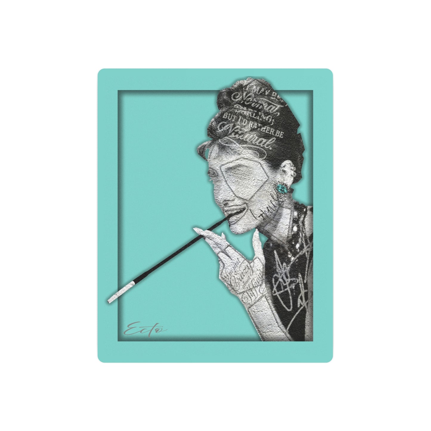 Audrey Hepburn – "I'd Rather Be Natural" – (Stonecut Icon) (Metal Sign)