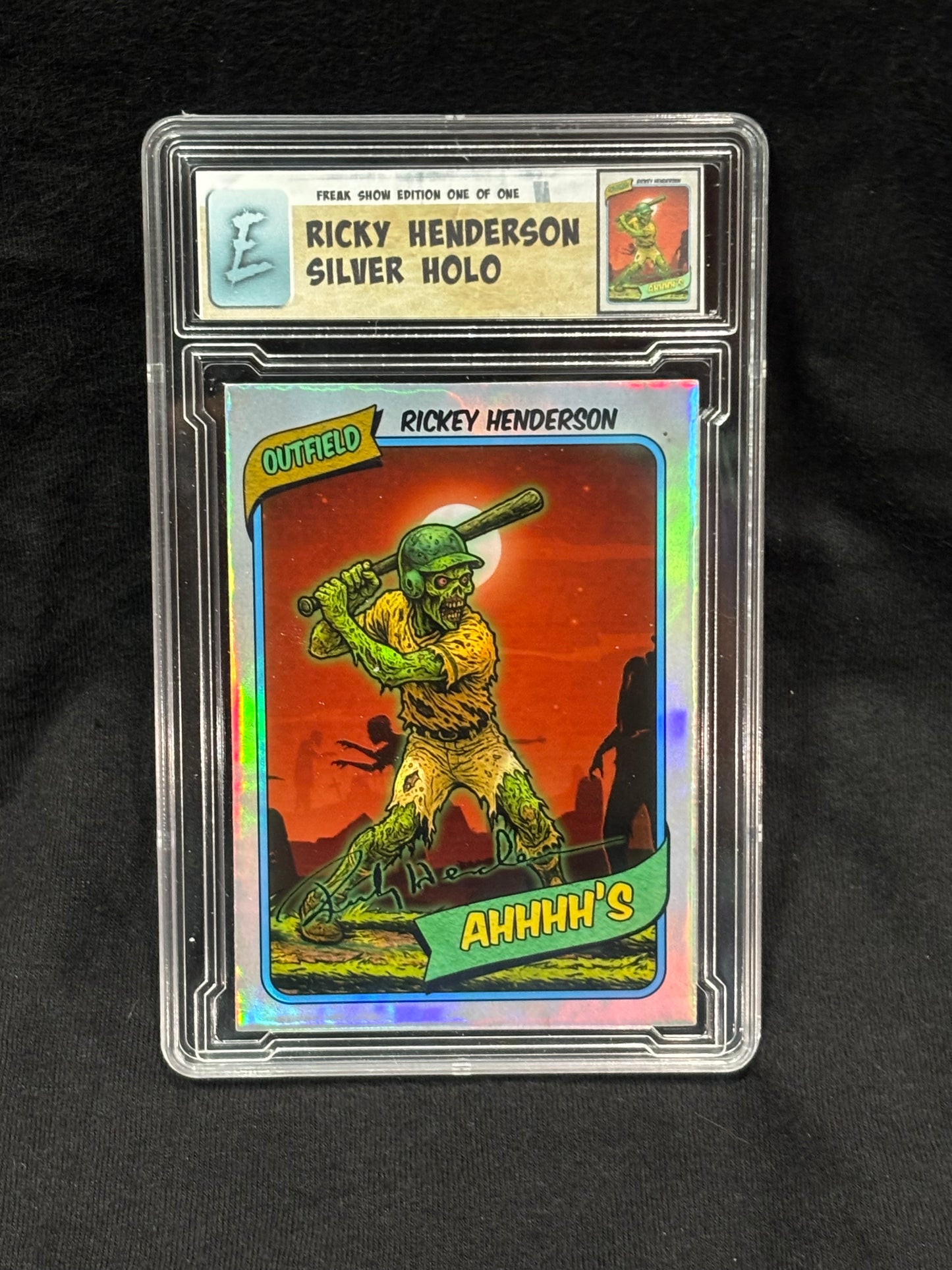 Rickey Henderson – “AHHHH’s Tribute (Freak Show Series)” – 1/1 Custom Art Card