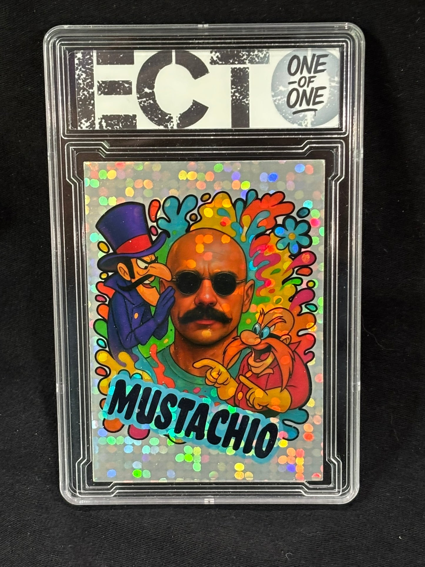Mustachio – Charles Bronson x Dick Dastardly x Dr. Robotnik – (Ecto 1/1 Slabbed Art Card)