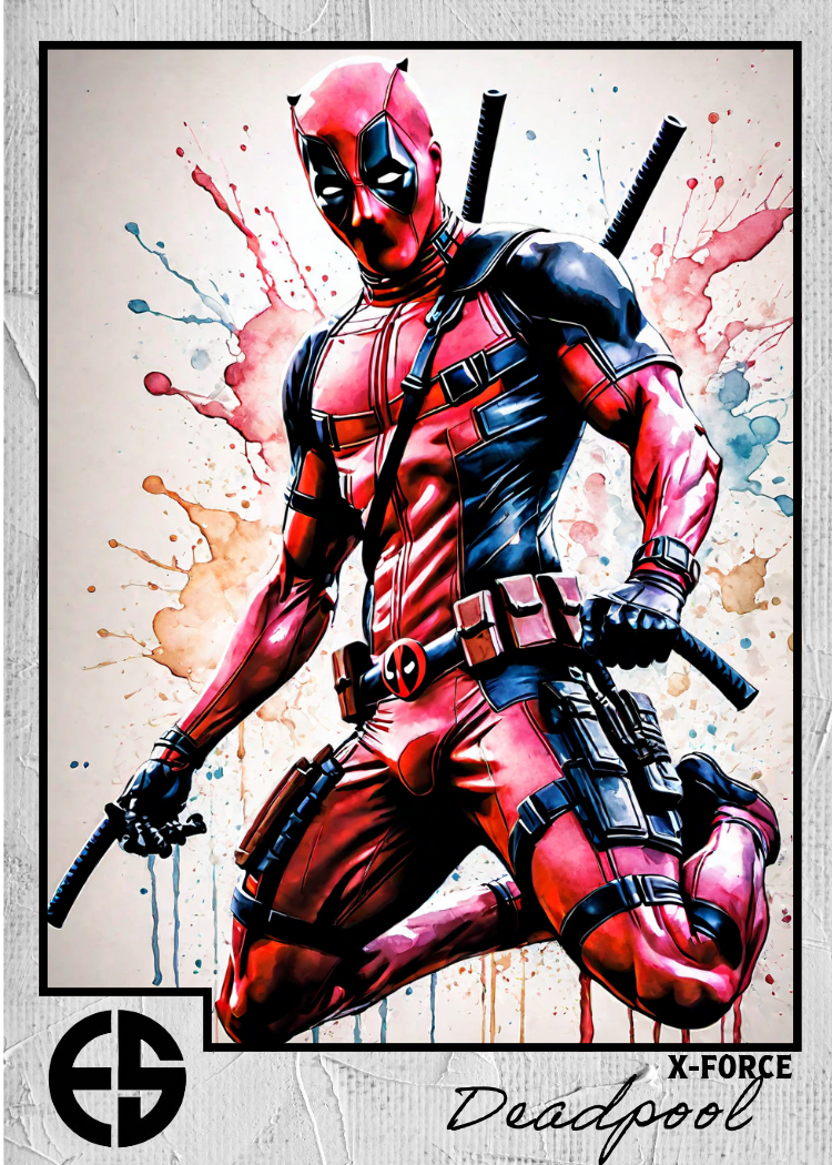 DEADPOOL “WATERCOLOR” CUSTOM CARD – X-FORCE