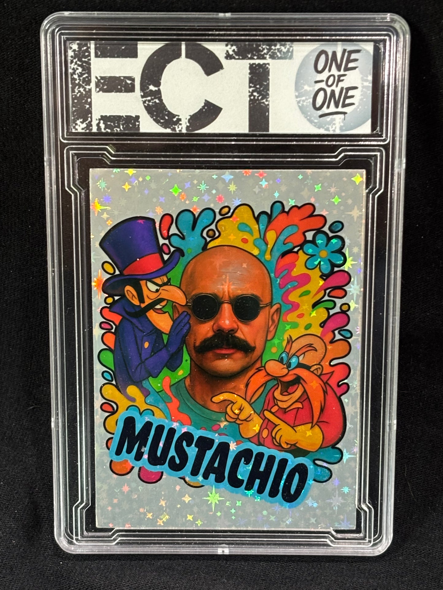 Mustachio – Charles Bronson x Dick Dastardly x Dr. Robotnik – (Ecto 1/1 Slabbed Art Card)
