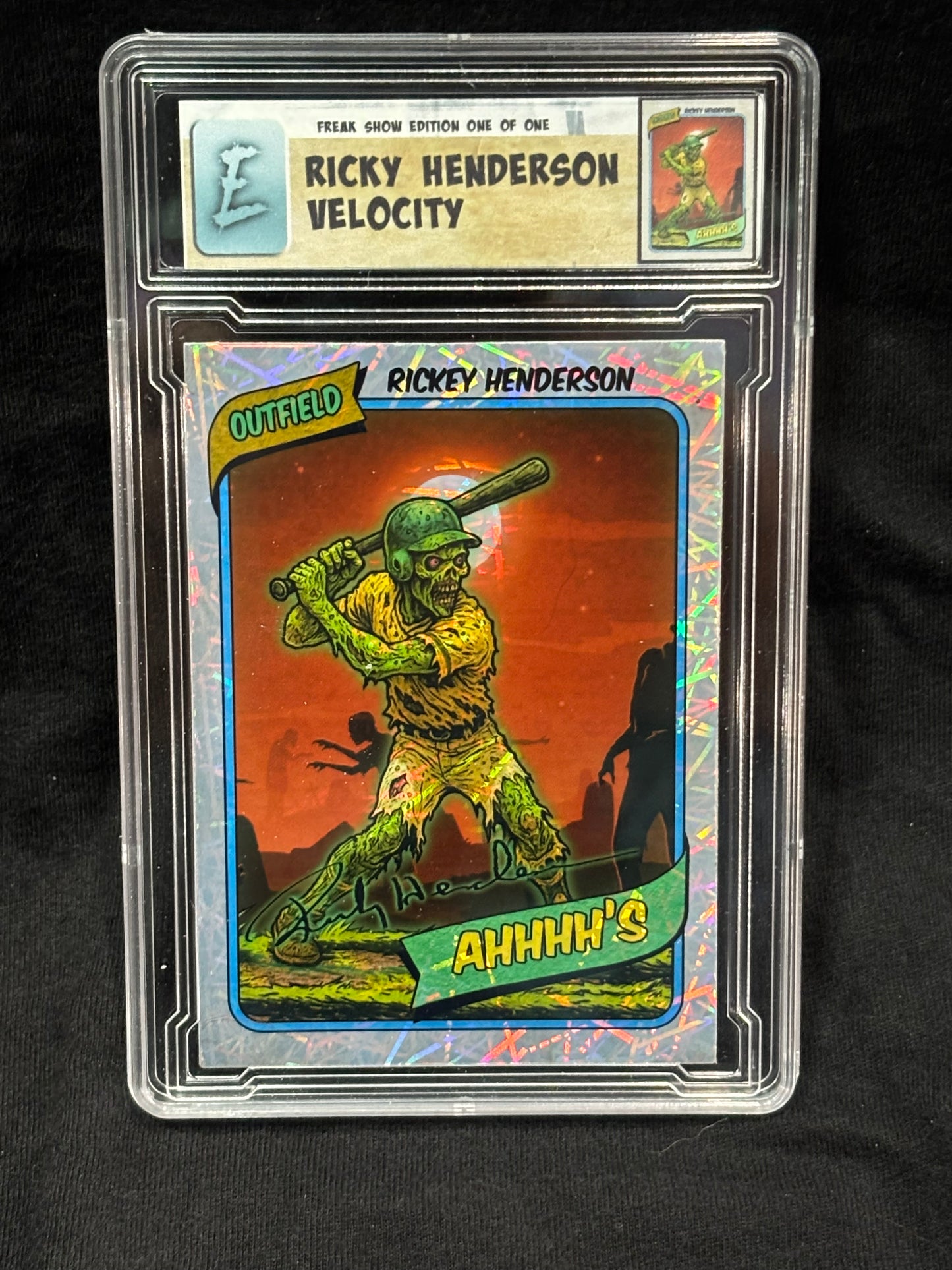 Rickey Henderson – “AHHHH’s Tribute (Freak Show Series)” – 1/1 Custom Art Card