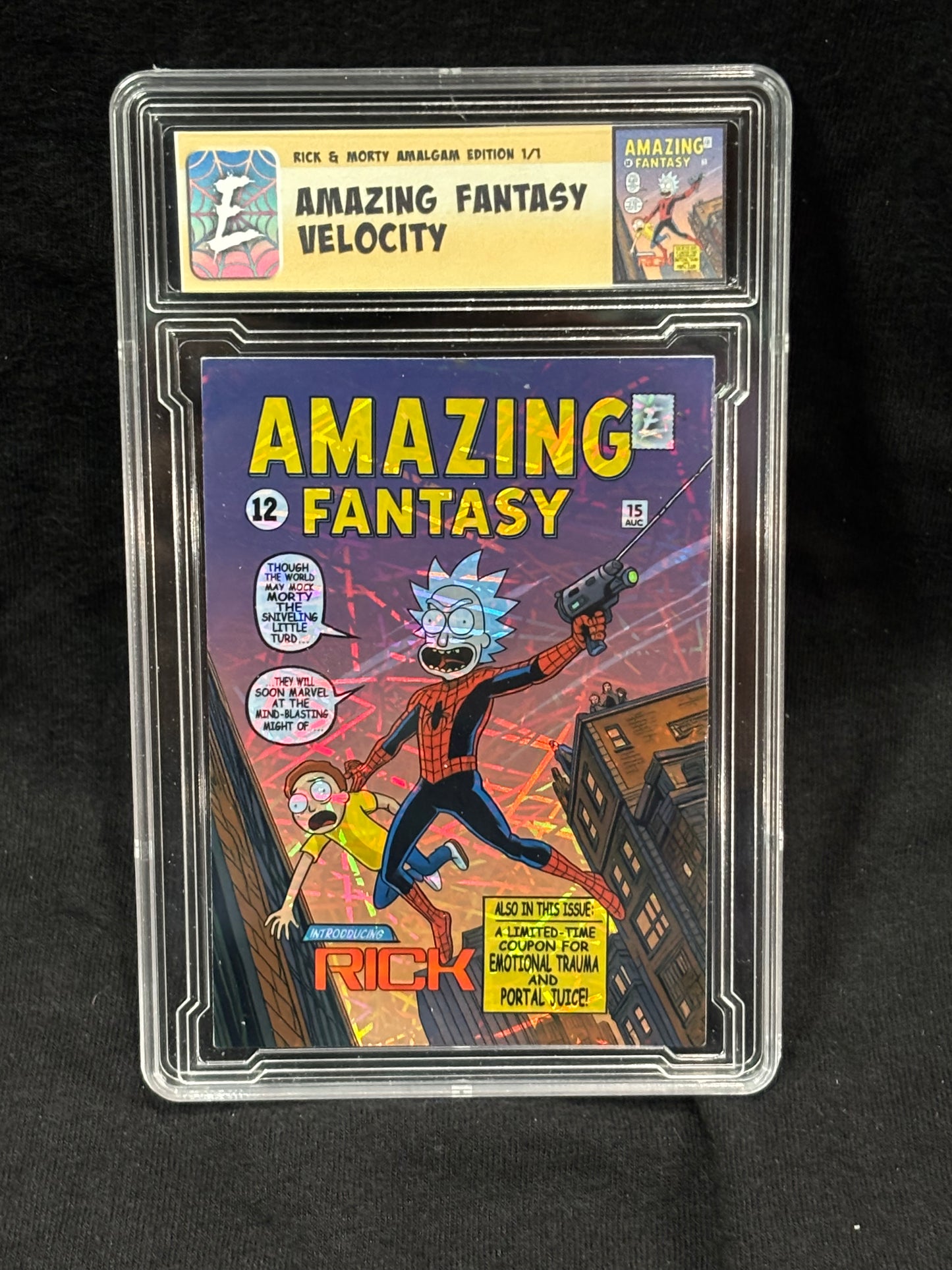 Rick & Morty – “Amazing Fantasy 15 Parody” – (1/1 Slabbed Art Card)