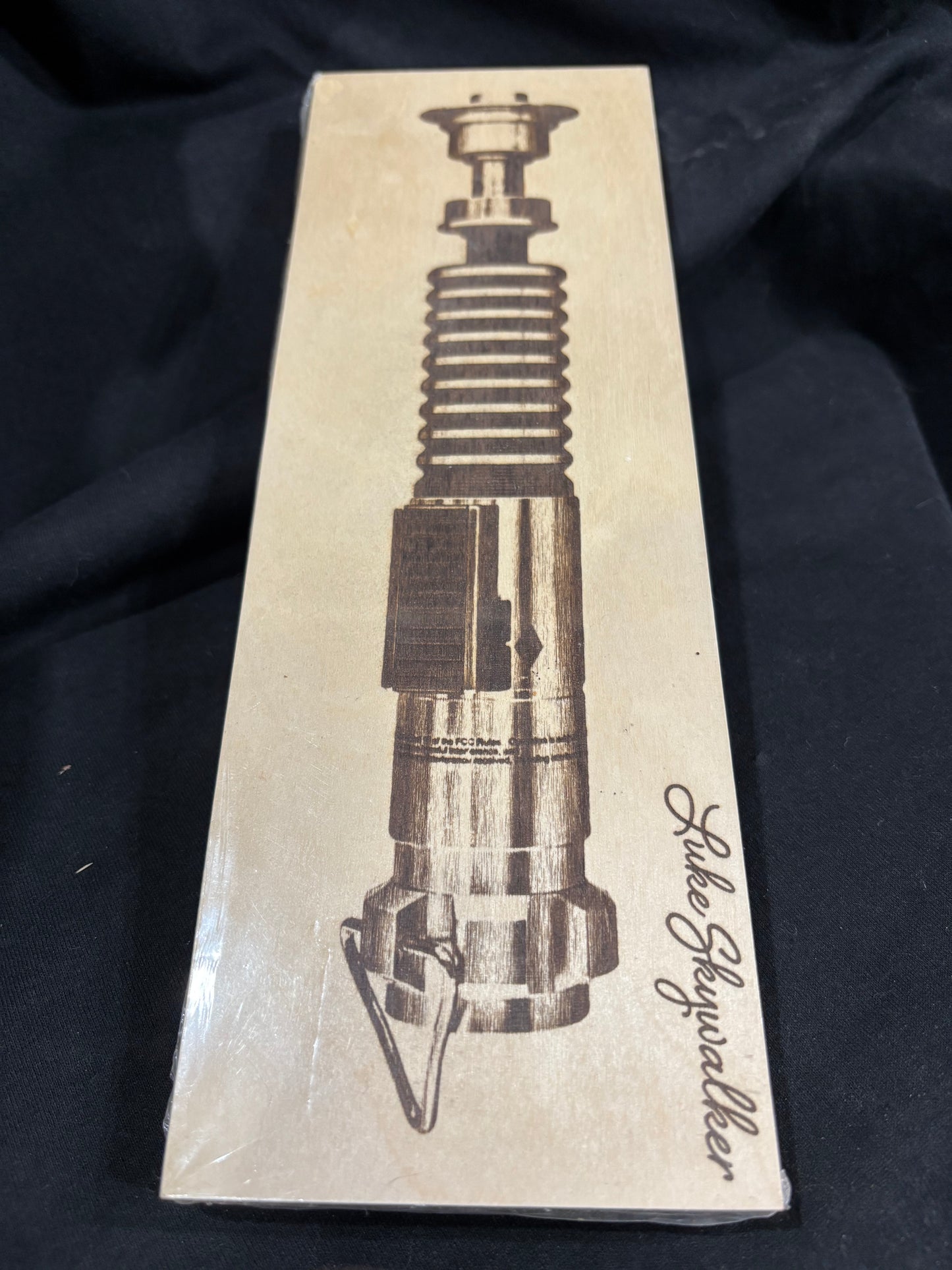 Luke Skywalker – “Lightsaber Schematic” – (Laser Engraved 12x4 Wood Plaque)