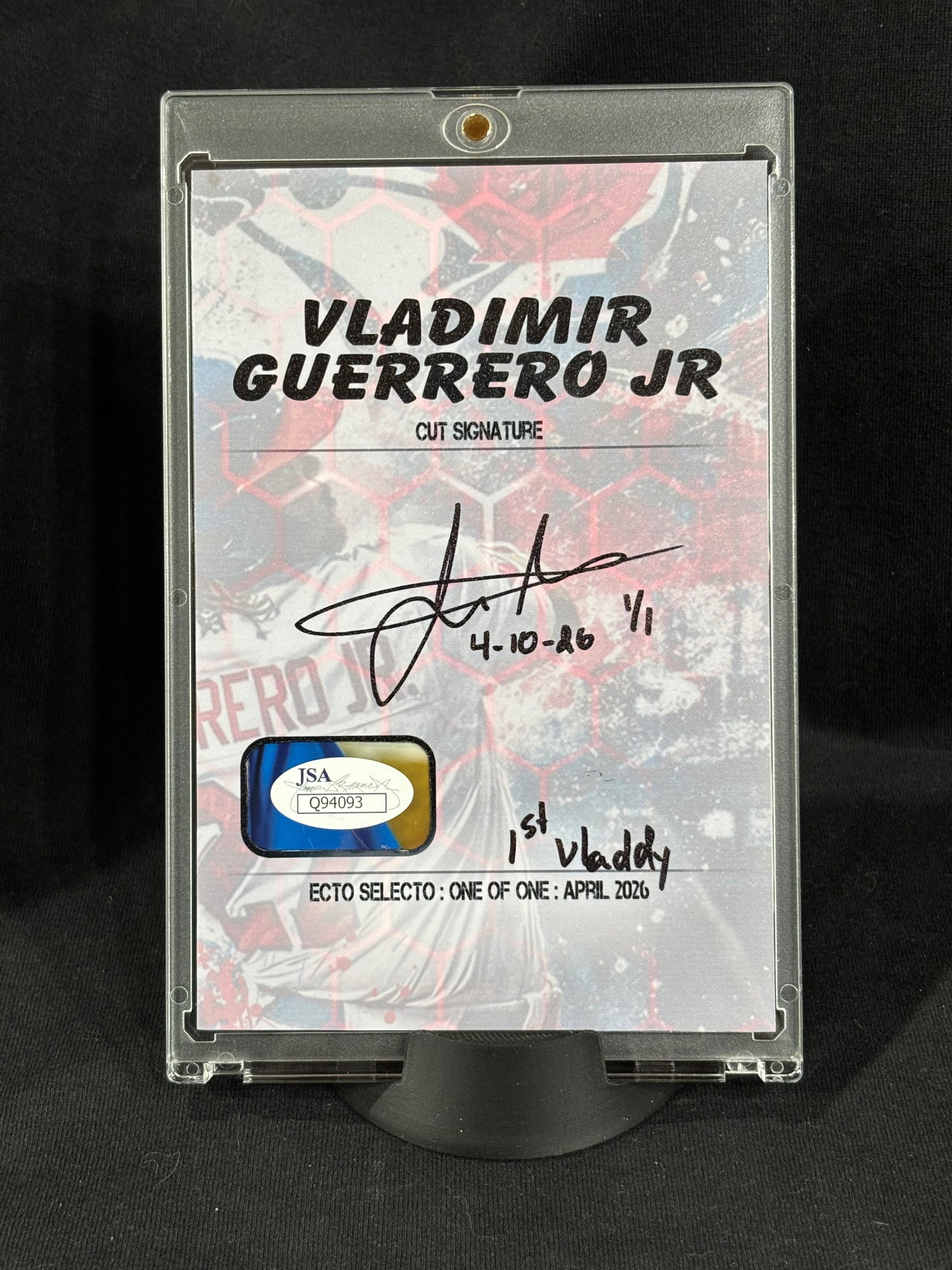 Vladimir Guerrero Jr. – “Vladdy Jr.” – JSA Certified Cut Signature (Ecto Selecto 4x6 Art Card) – 1/1