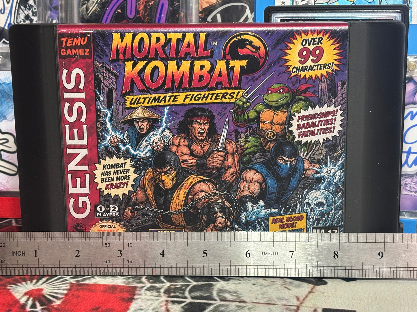 Temu Mortal Kombat – “Ultimate Fighters!” – (Jumbo Sega Genesis Style Art Cartridge 5.75x9)