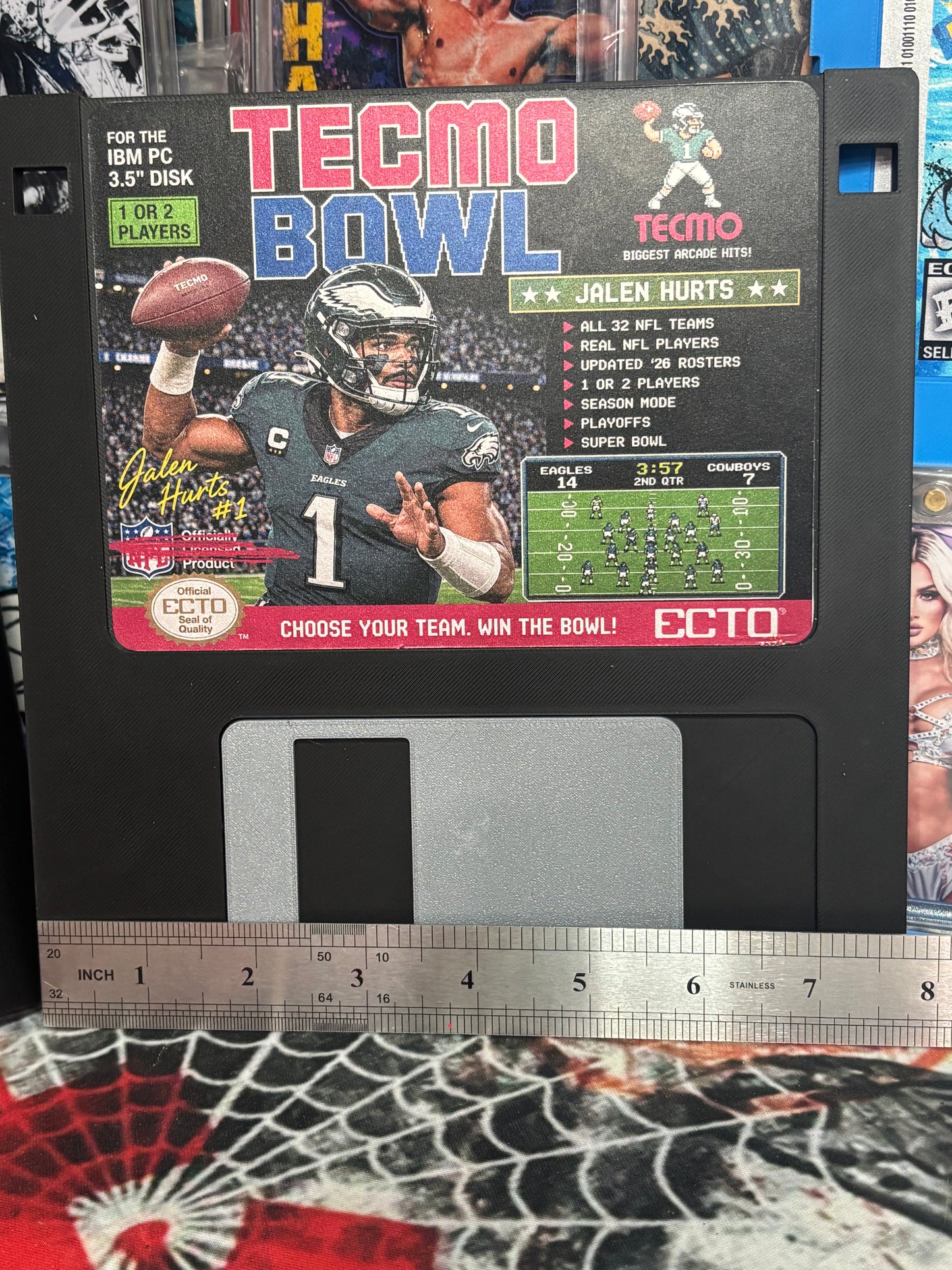 Jalen Hurts – “TECMO BOWL ’26” – (Jumbo Floppy Disk Art 8.75x8)
