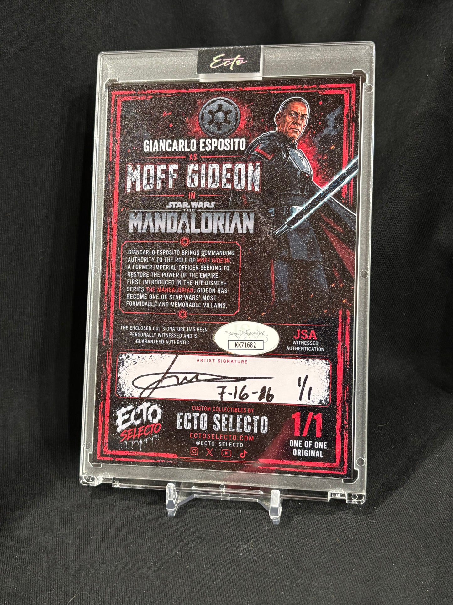 Giancarlo Esposito "Moff Gideon" 4x6 Cut Signature Display | JSA Authenticated | 1/1 Ecto Selecto Original