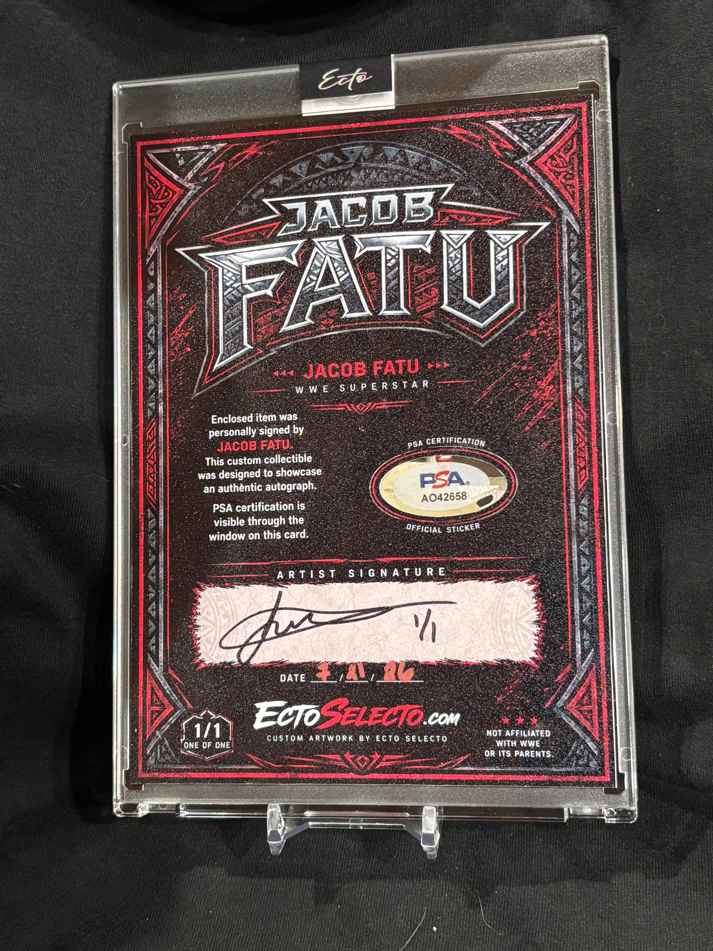 Jacob Fatu 5x7 Cut Signature Card | Original Ecto Selecto Artwork | PSA Certified Auto | 1/1 Custom Collectible