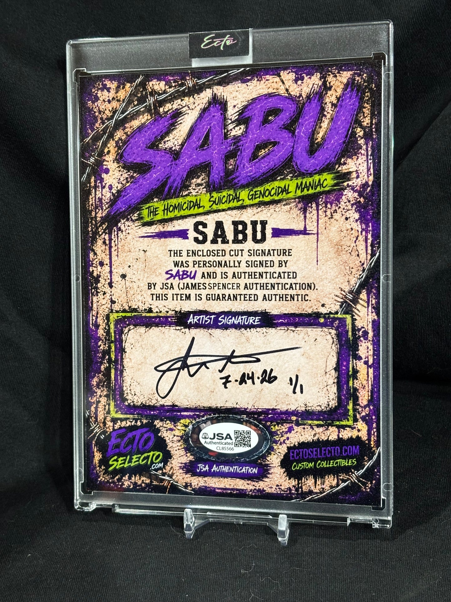 Sabu 5x7 Custom 1/1 Cut Signature | JSA Authenticated | Original Artwork
