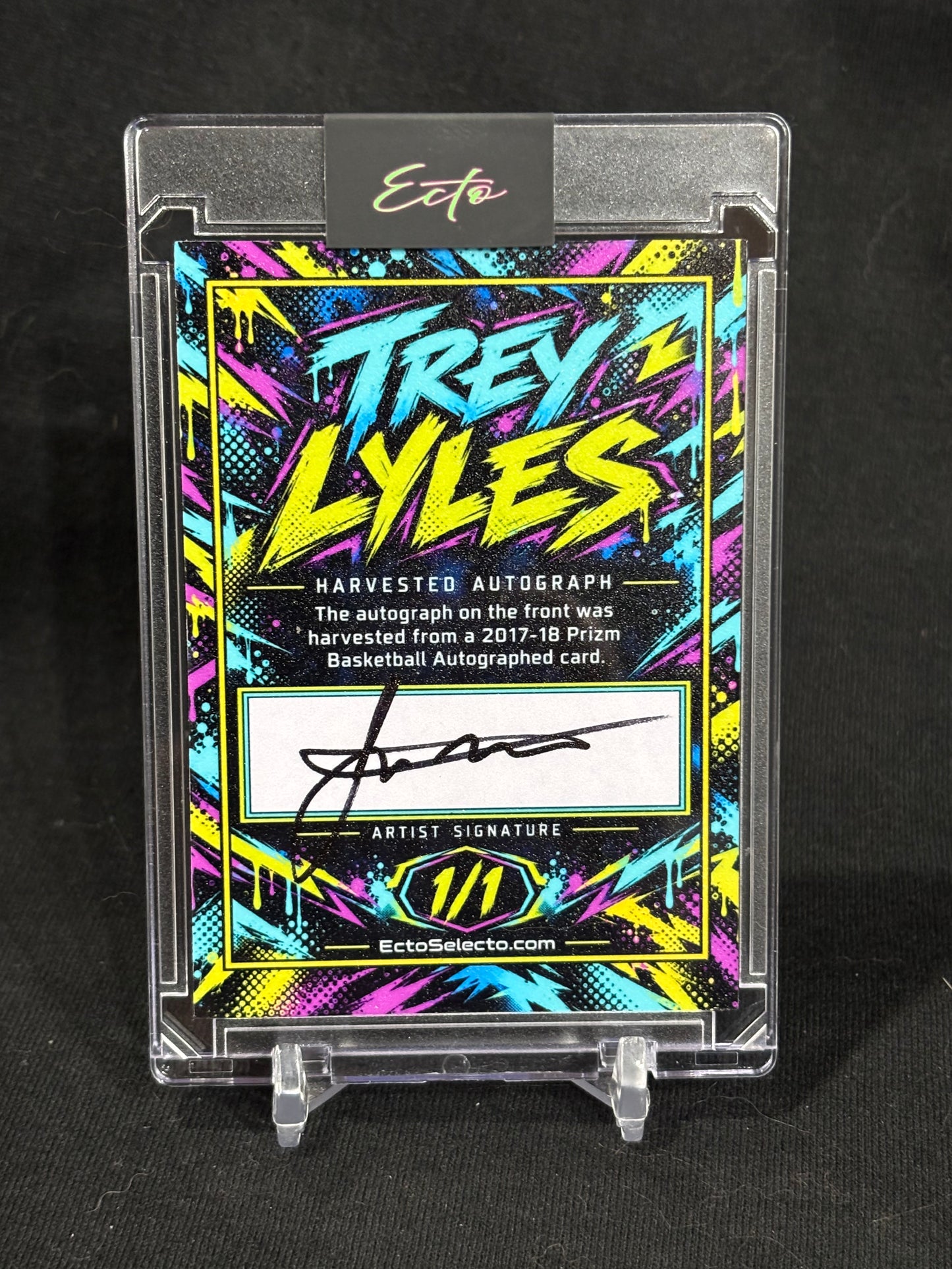 Trey Lyles “Neon Howl” — 1/1 Harvested Autograph Art Card