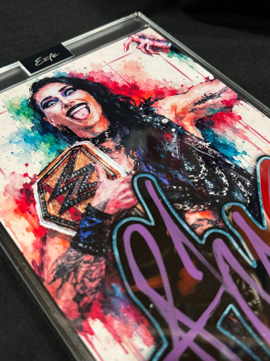 Rhea Ripley 5×7 Cut Signature Art Card – JSA Witnessed – True 1/1