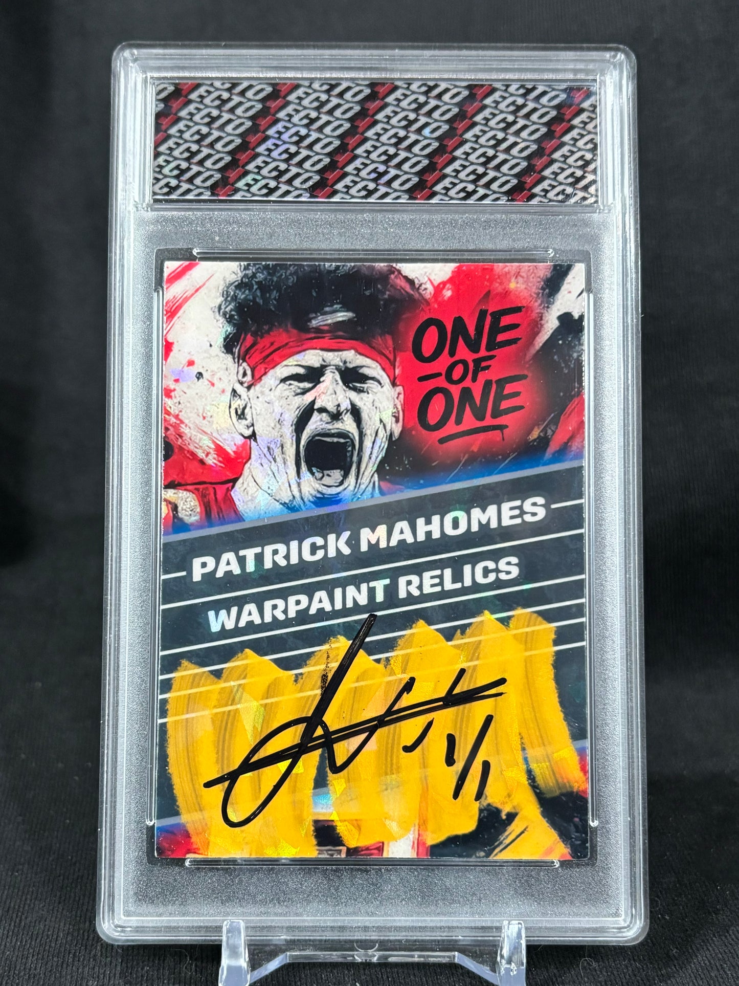 Patrick Mahomes – “Warpaint Relics” – (Ecto 1/1 Custom Relic Card)