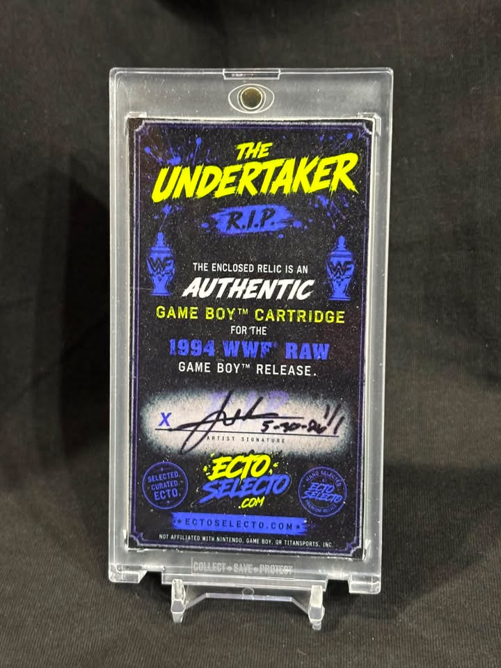 The Undertaker – “R.I.P.” – Authentic WWF RAW Game Boy Relic Card (1/1)