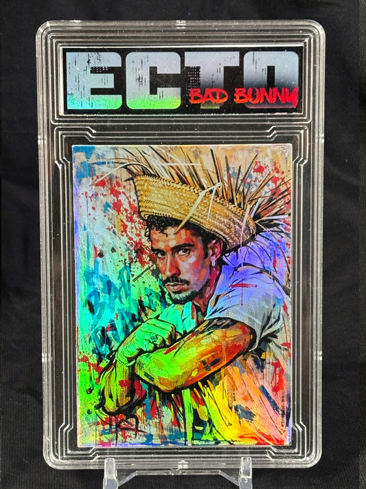 Bad Bunny — “Neon Chaos Portrait” — (Ecto Selecto 1/1 Holographic Art Card)
