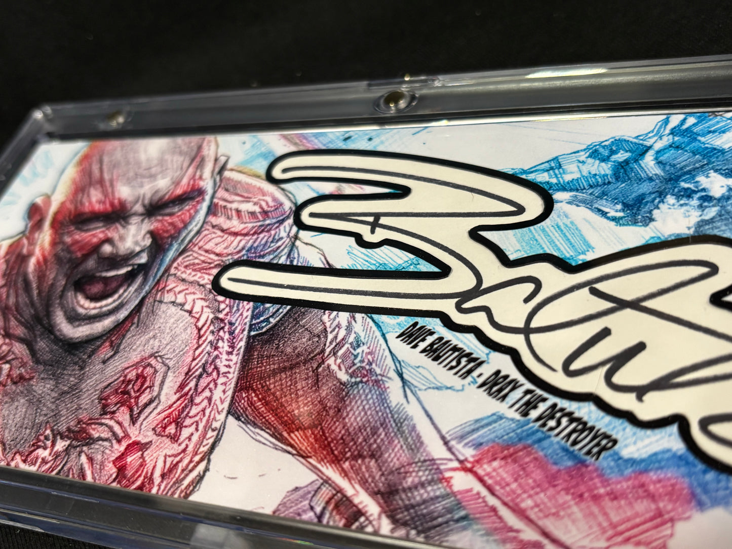 Dave Bautista – Custom 3.5x8 Cut Signature Art Card – Book-Sourced Autograph – Ecto Selecto 1/1