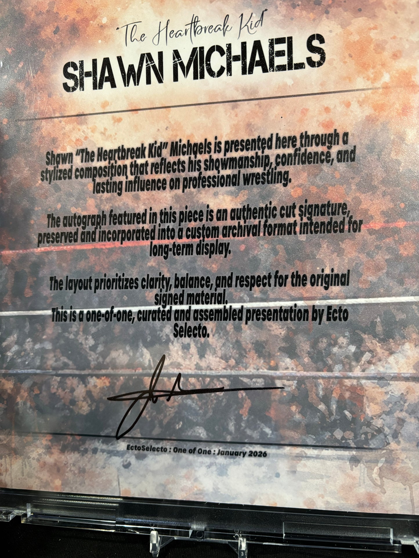 Shawn Michaels – “The Heartbreak Kid” – Ecto Selecto Cut Signature (1/1 Archival 8×10)