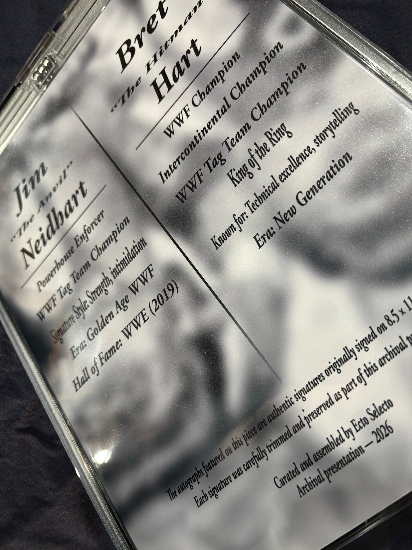 Bret Hart & Jim “The Anvil” Neidhart — Hart Foundation — Dual Cut Signature 8×10 (1/1)