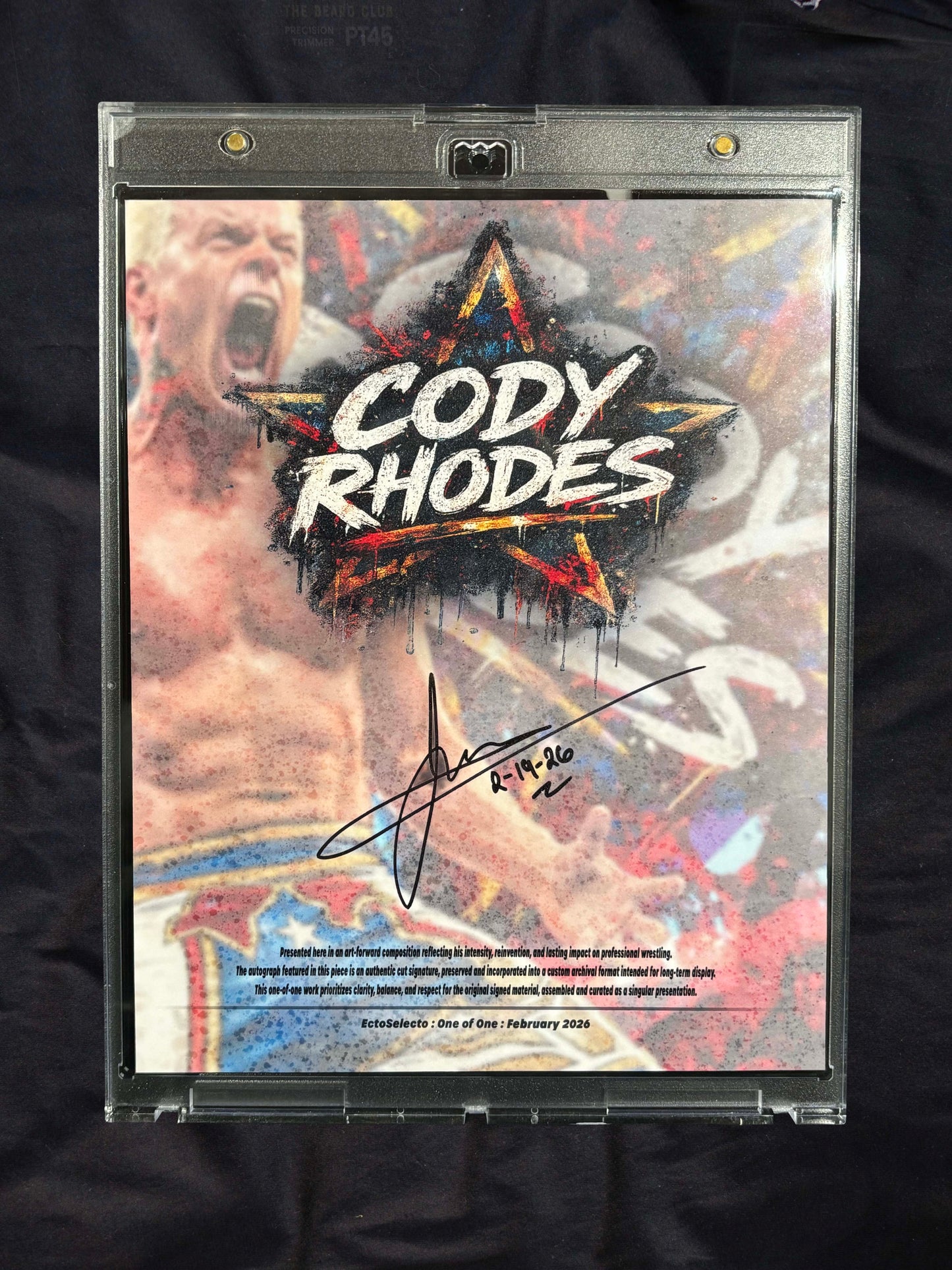 Cody Rhodes — One-of-One Cut Signature Art Display (8×10 Custom Build)
