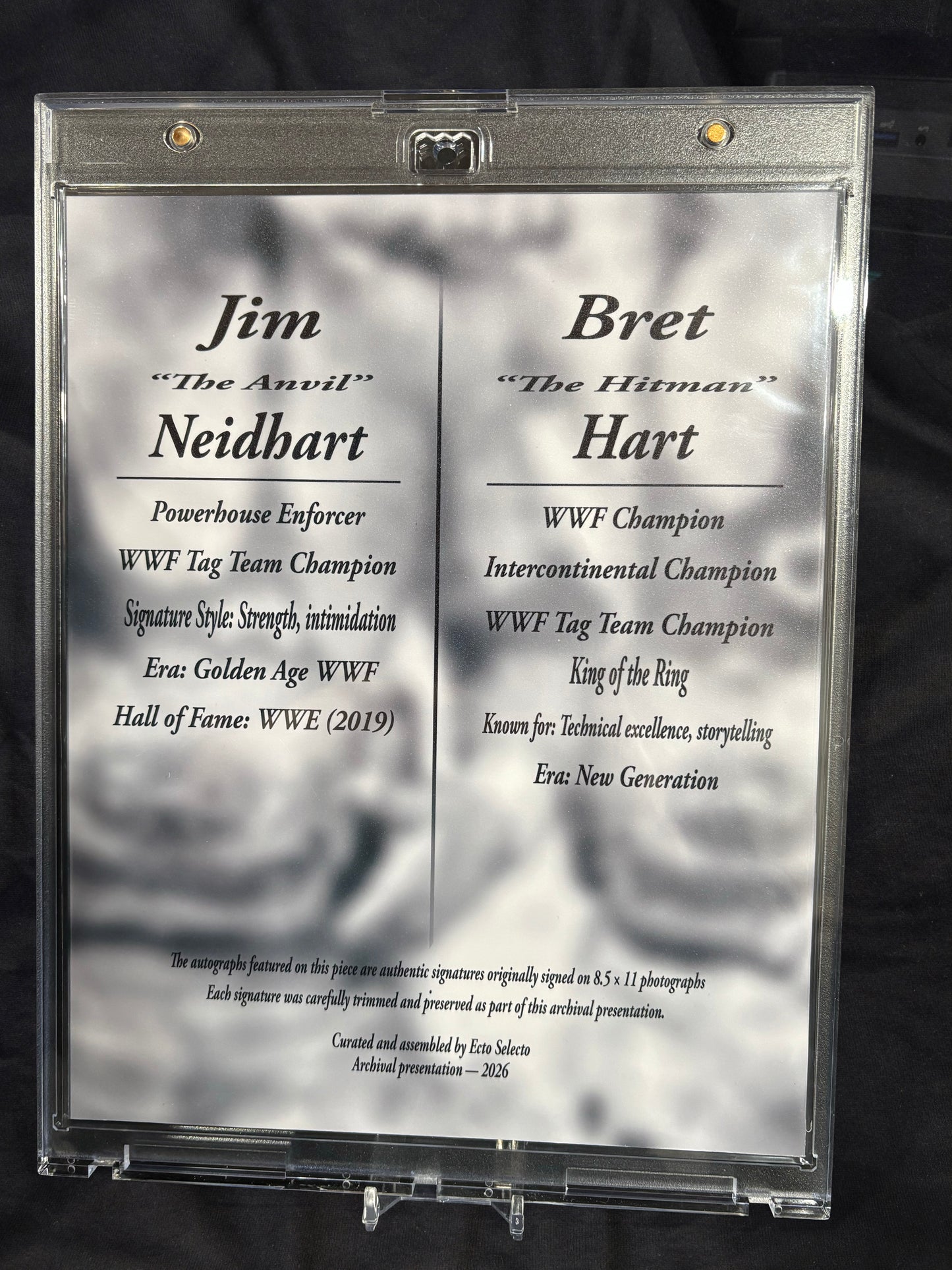 Bret Hart & Jim “The Anvil” Neidhart — Hart Foundation — Dual Cut Signature 8×10 (1/1)