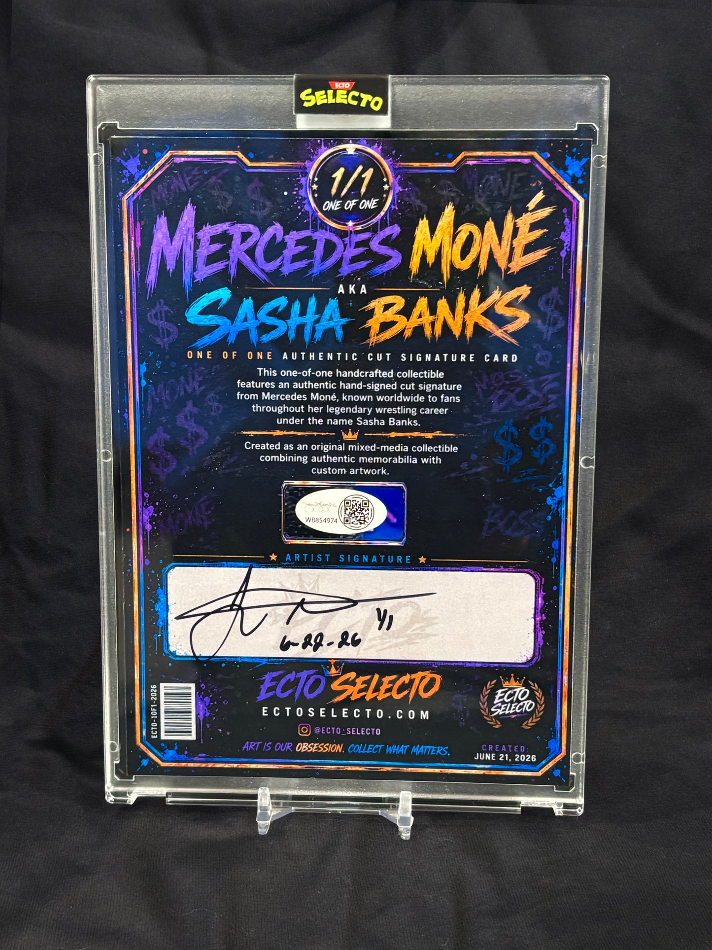 Sasha Banks / Mercedes Moné 5x7 Authentic Cut Signature Card (1/1) | JSA Certified | Artist Signed