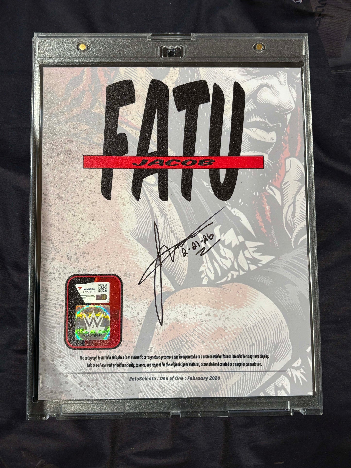 Jacob Fatu – 8x10 Cut Signature Display – Fanatics Authenticated – Encased One-of-One Presentation