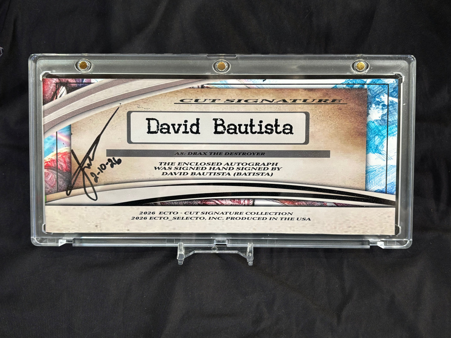 Dave Bautista – Custom 3.5x8 Cut Signature Art Card – Book-Sourced Autograph – Ecto Selecto 1/1
