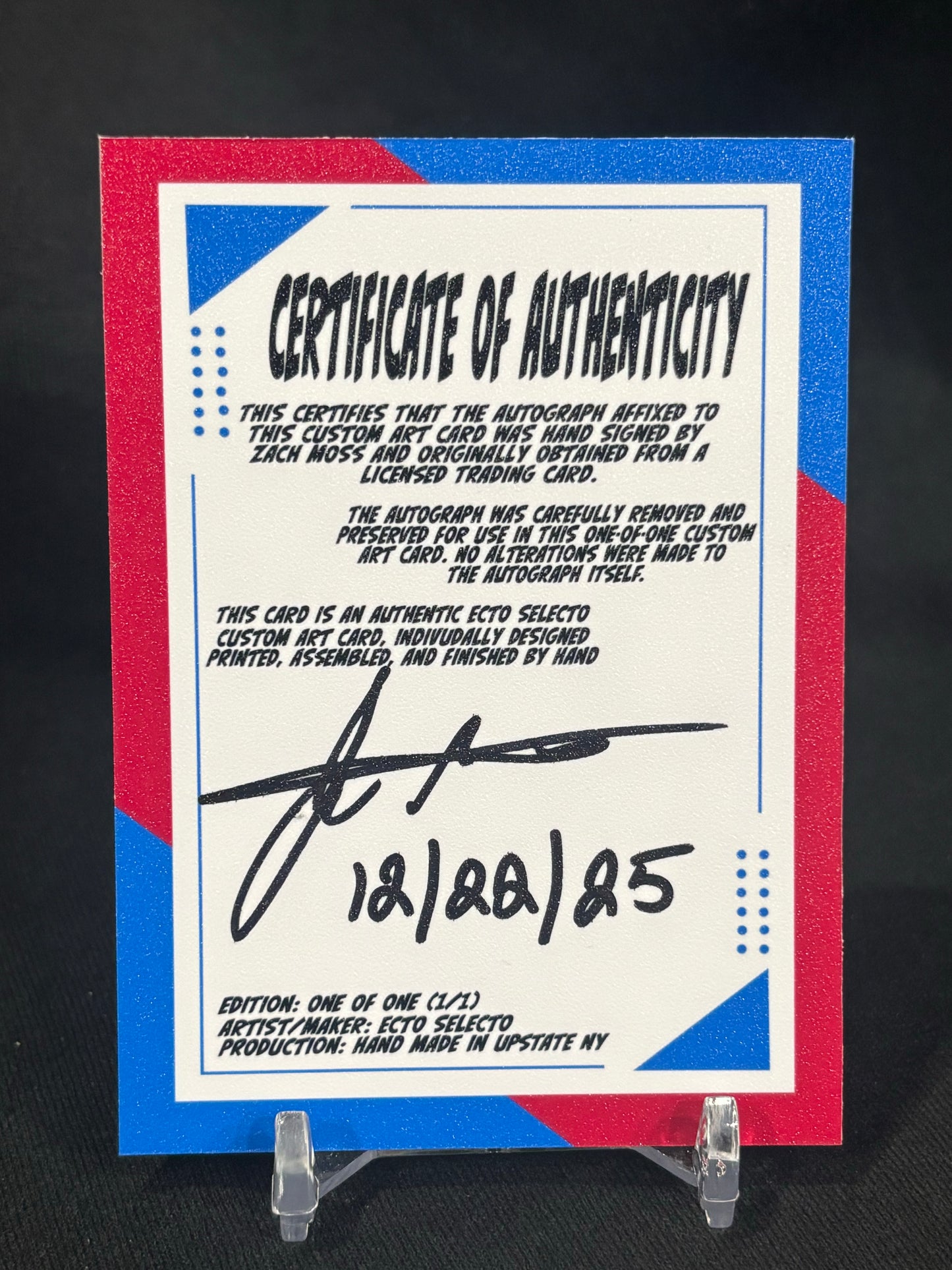 Zach Moss – “Cold Transmission” – 1/1 Cut Signature