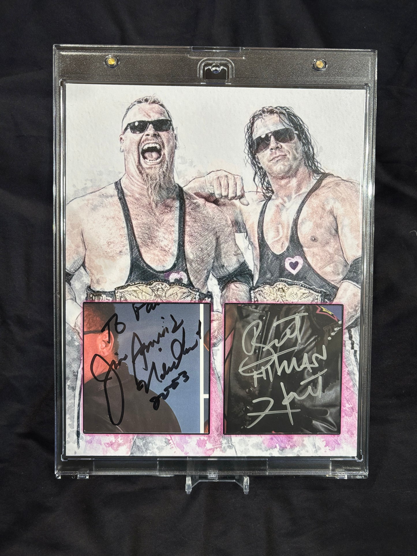 Bret Hart & Jim “The Anvil” Neidhart — Hart Foundation — Dual Cut Signature 8×10 (1/1)