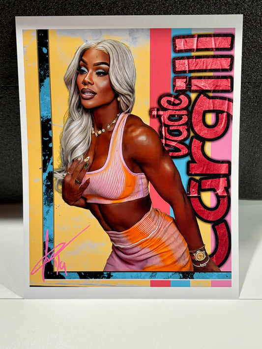 8x10 Limited Edition Jade Cargill WWE Custom Art Print — Signed & Numbered to 9 by Artist Ecto