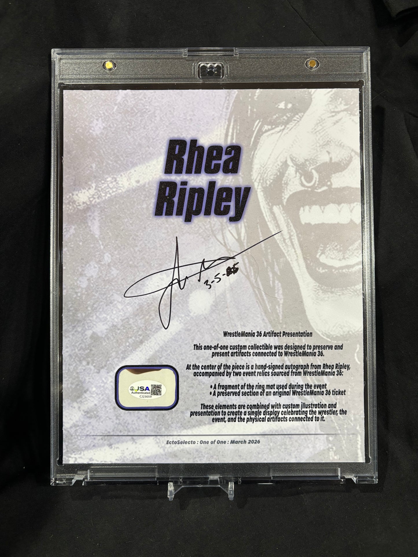Rhea Ripley – “WrestleMania 36 Artifact Presentation” – (Ecto Selecto 8x10 Relic Autograph 1/1)