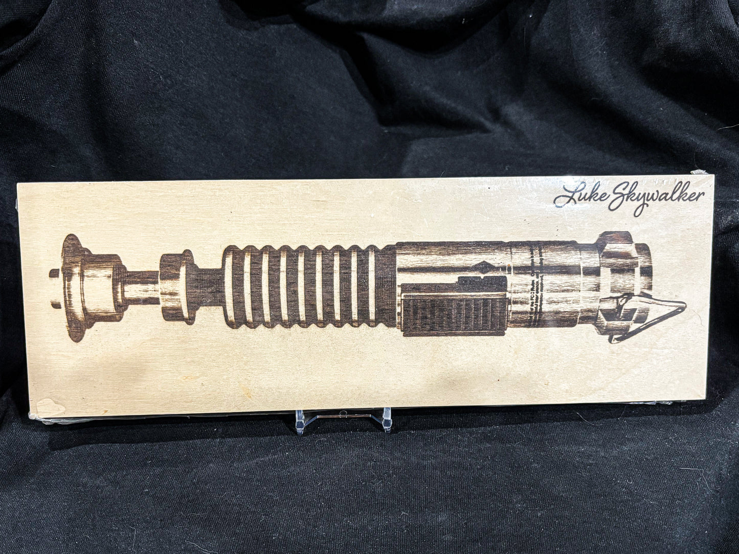 Luke Skywalker – “Lightsaber Schematic” – (Laser Engraved 12x4 Wood Plaque)