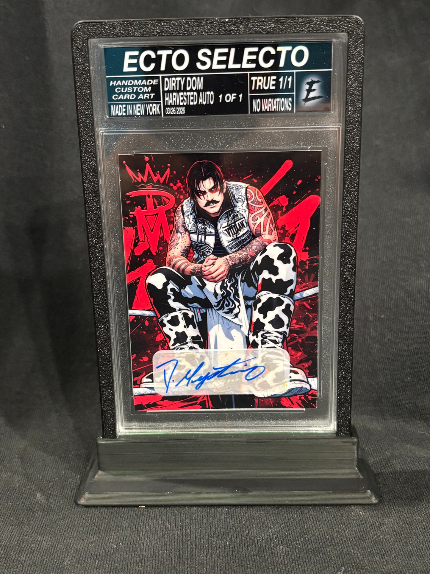 Dirty Dom – “Cowhide Villain” – (Ecto Selecto 1/1 Cut Signature Art Card)