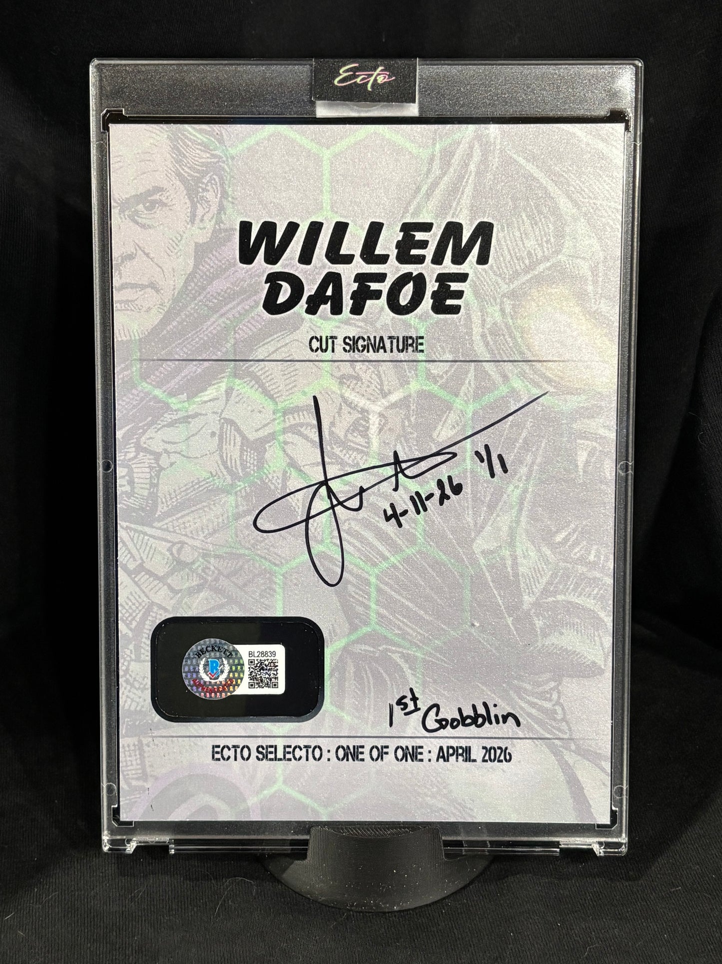 Willem Dafoe – “Split Persona” – 5x7 Beckett COA - (Ecto Selecto 1/1 Cut Signature Art Card)