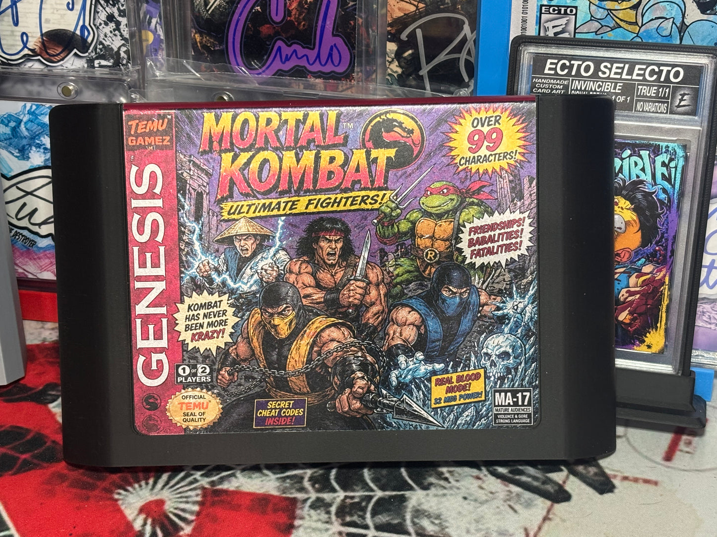 Temu Mortal Kombat – “Ultimate Fighters!” – (Jumbo Sega Genesis Style Art Cartridge 5.75x9)