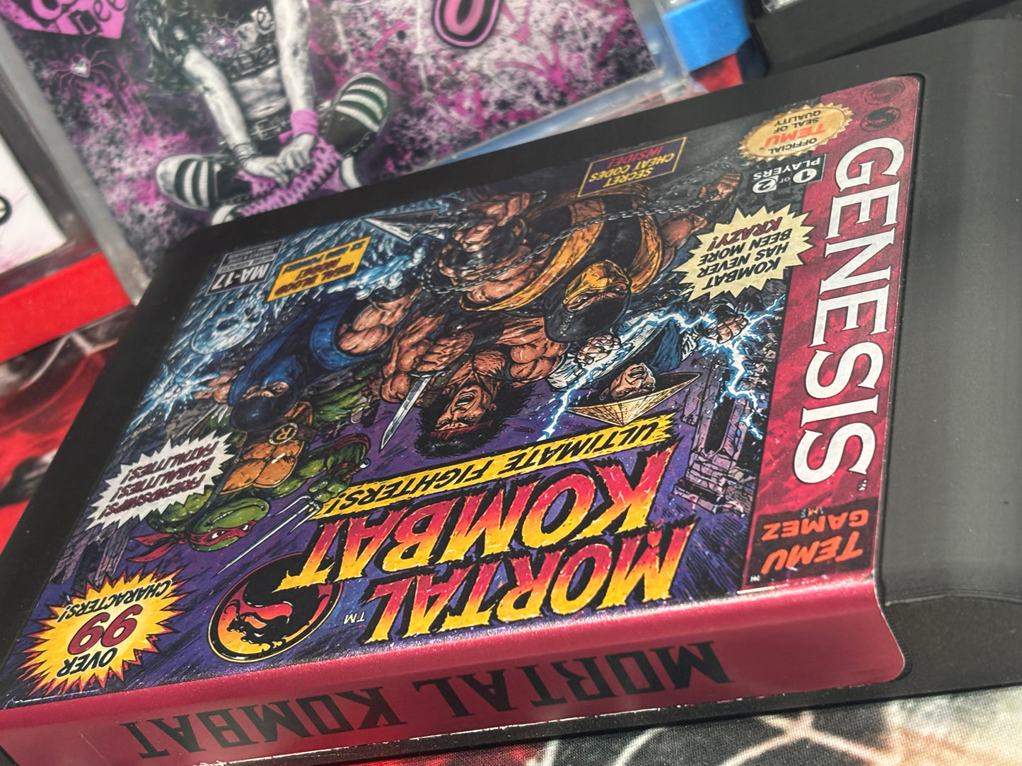Temu Mortal Kombat – “Ultimate Fighters!” – (Jumbo Sega Genesis Style Art Cartridge 5.75x9)