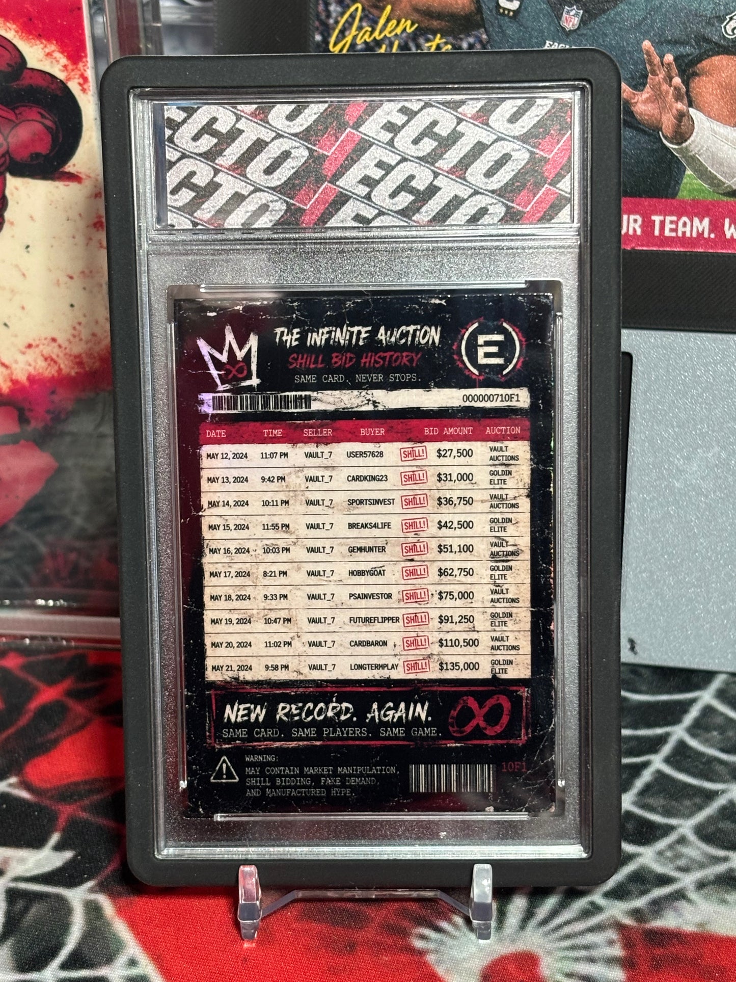 The Infinite Auction – “Shill Bid History” – (Ecto Selecto 1/1 Custom Slab Art Card)