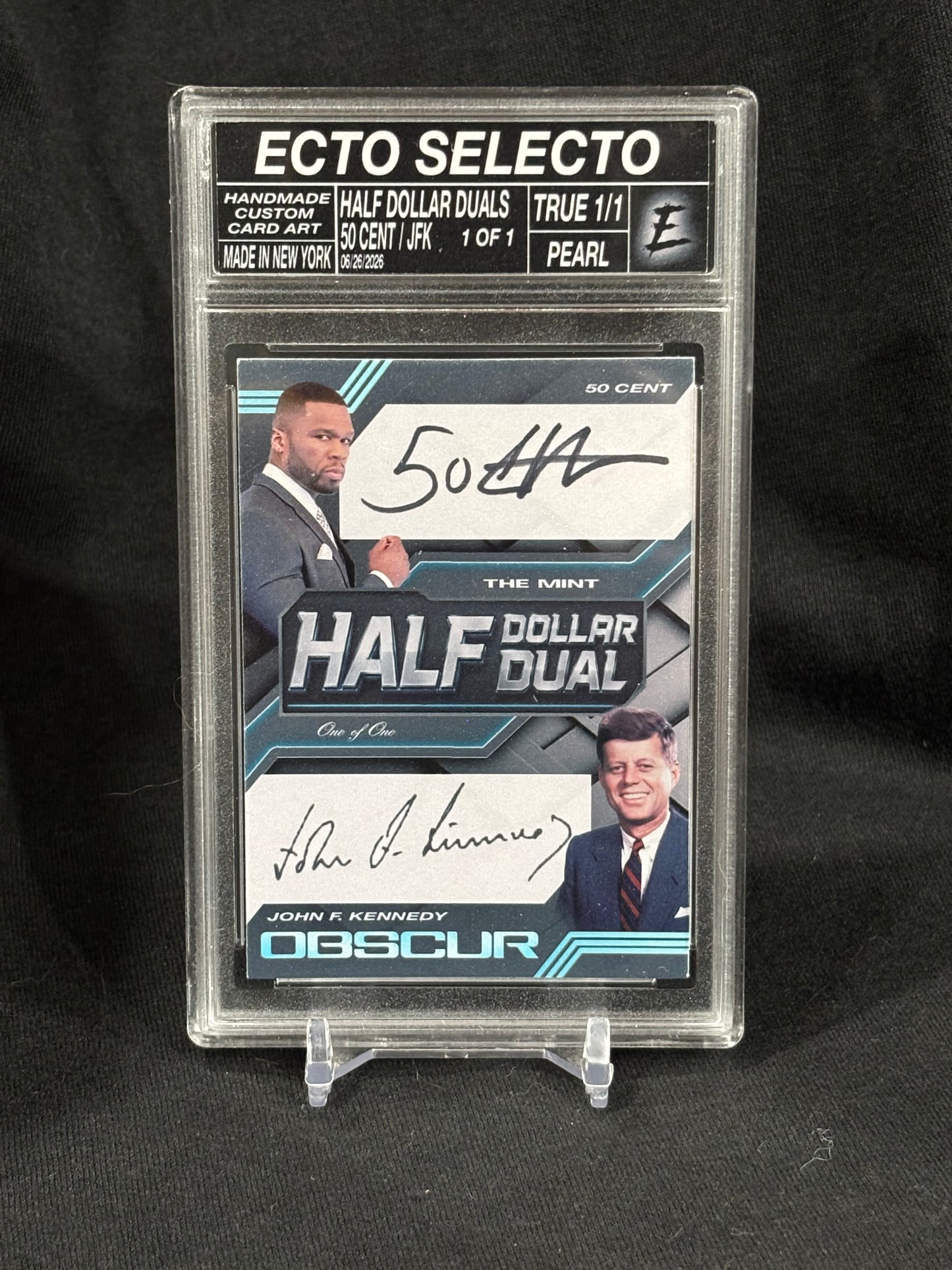 Half Dollar Duals – 50 Cent x JFK – Obscur Series – Faux Autograph Art Card – Limited Edition