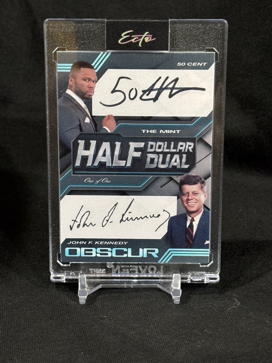 Half Dollar Duals – 50 Cent x JFK – Obscur Series – Faux Autograph Art Card – Limited Edition