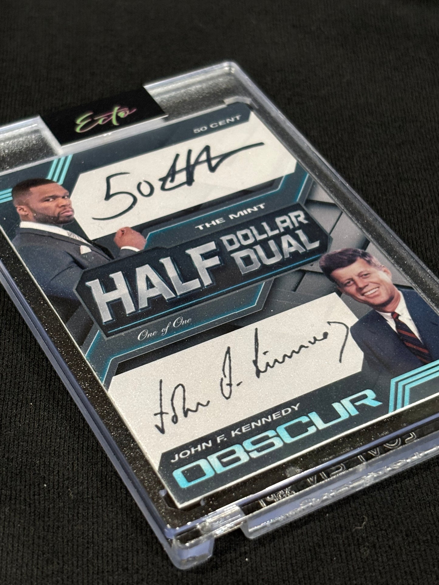 Half Dollar Duals – 50 Cent x JFK – Obscur Series – Faux Autograph Art Card – Limited Edition