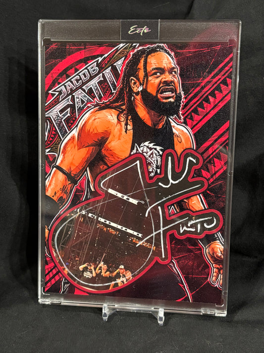 Jacob Fatu 5x7 Cut Signature Card | Original Ecto Selecto Artwork | PSA Certified Auto | 1/1 Custom Collectible