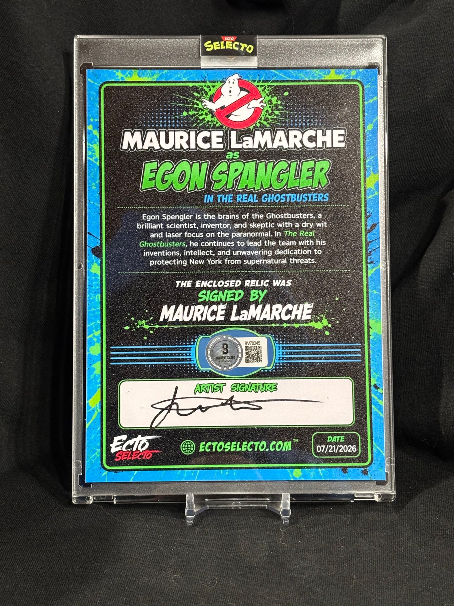 Maurice LaMarche as Egon Spangler (The Real Ghostbusters) | 5x7 Cut Signature | Beckett COA | Ecto Selecto