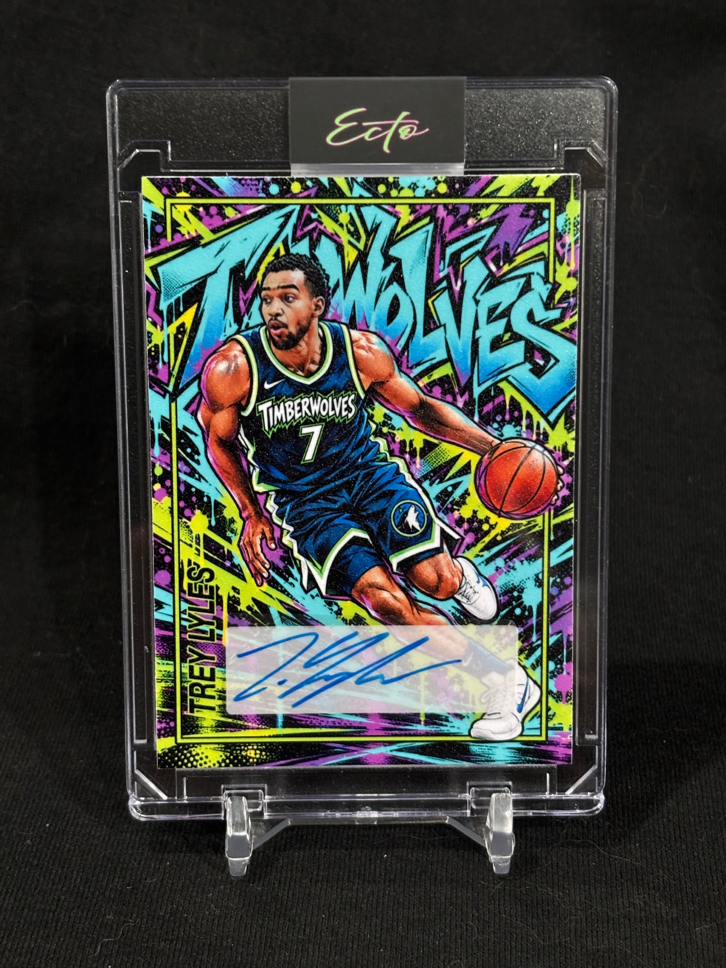 Trey Lyles “Neon Howl” — 1/1 Harvested Autograph Art Card